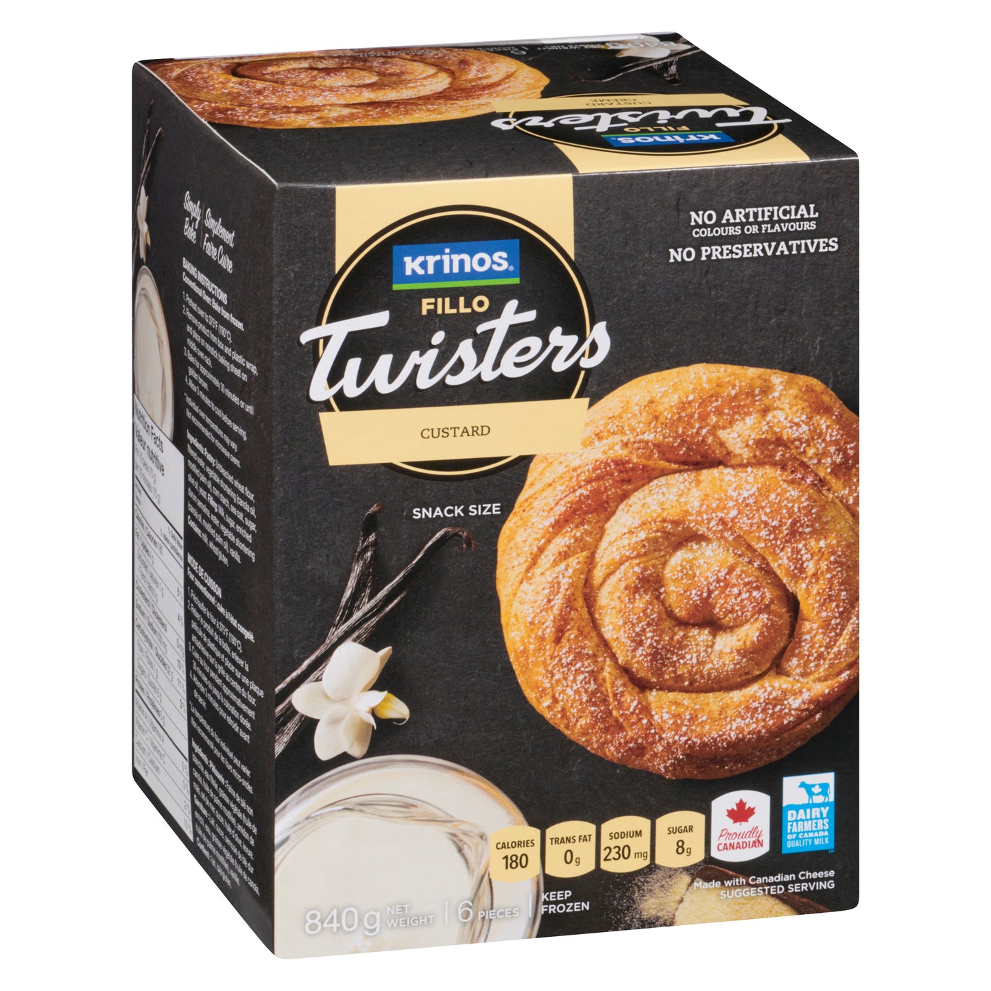 Krinos Fillo Twisters Custard 6pieces 840gr