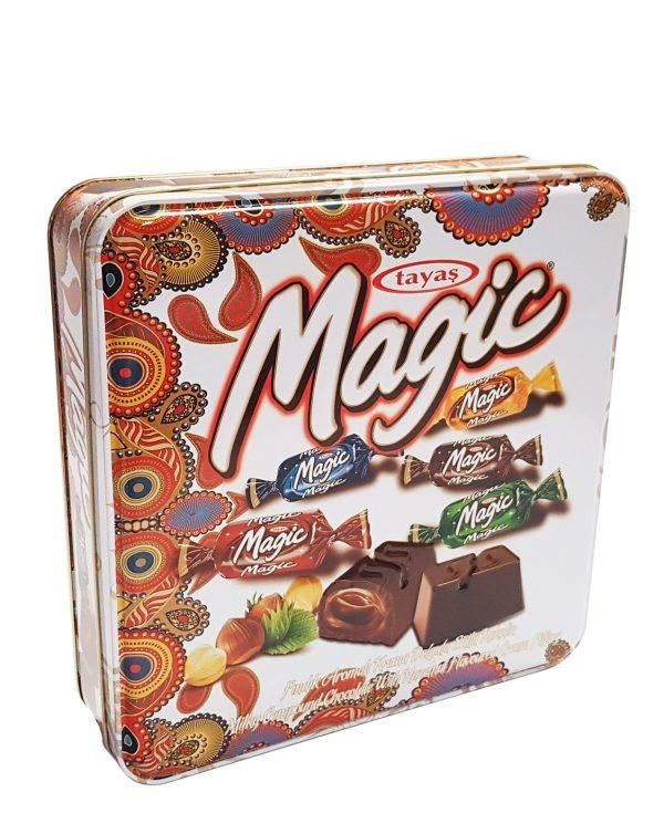 Tayas Magic Milky Chocolate with Hazelnut Cream White tin 700g