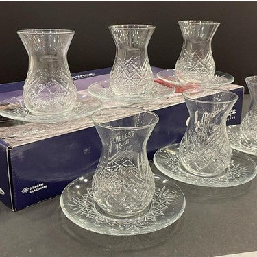 Pasabahce Timeless Crystal Cut 12 piece Tea Glasses set