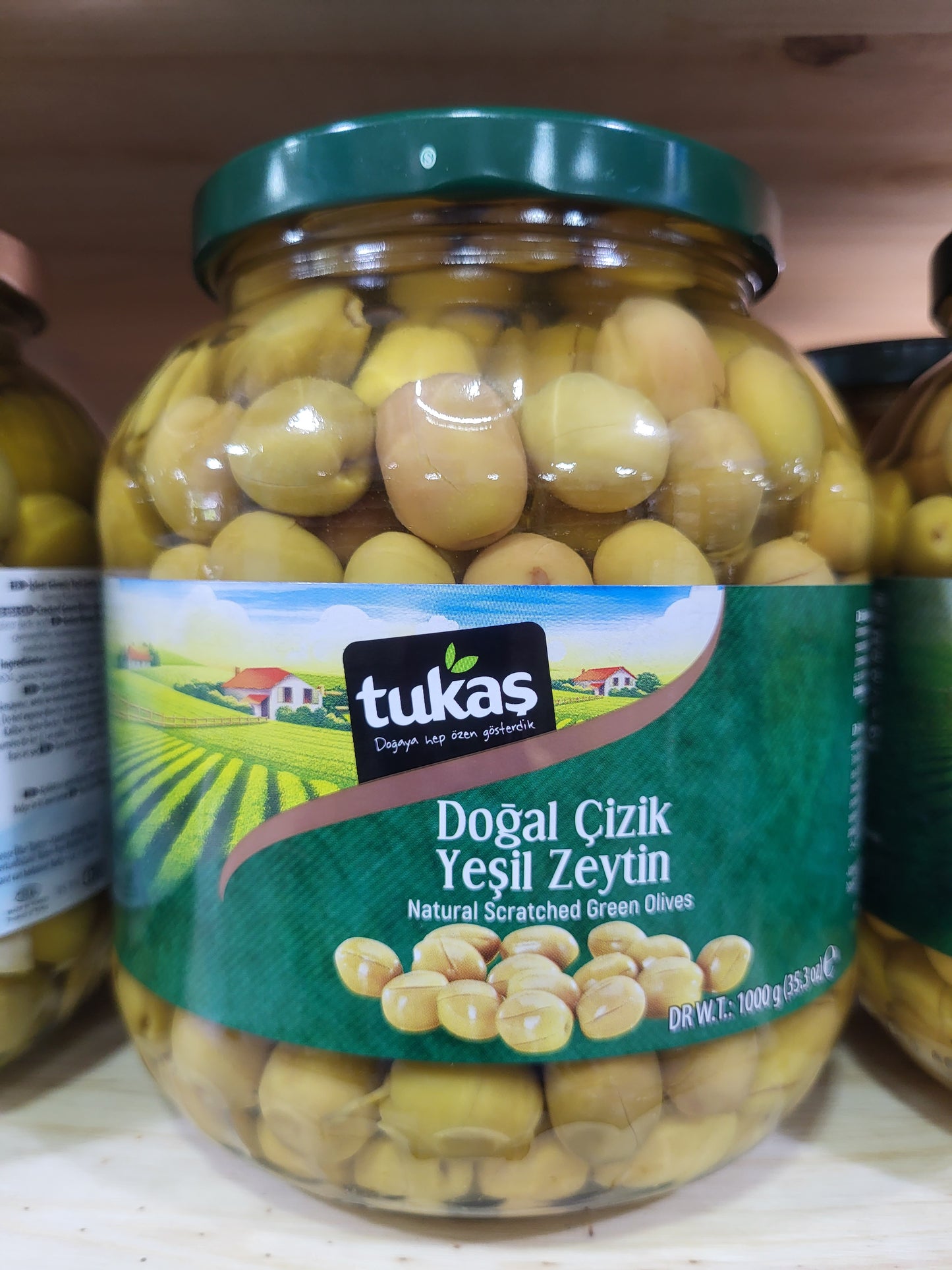 Tukas Natural Scratched Green Olives 1000g