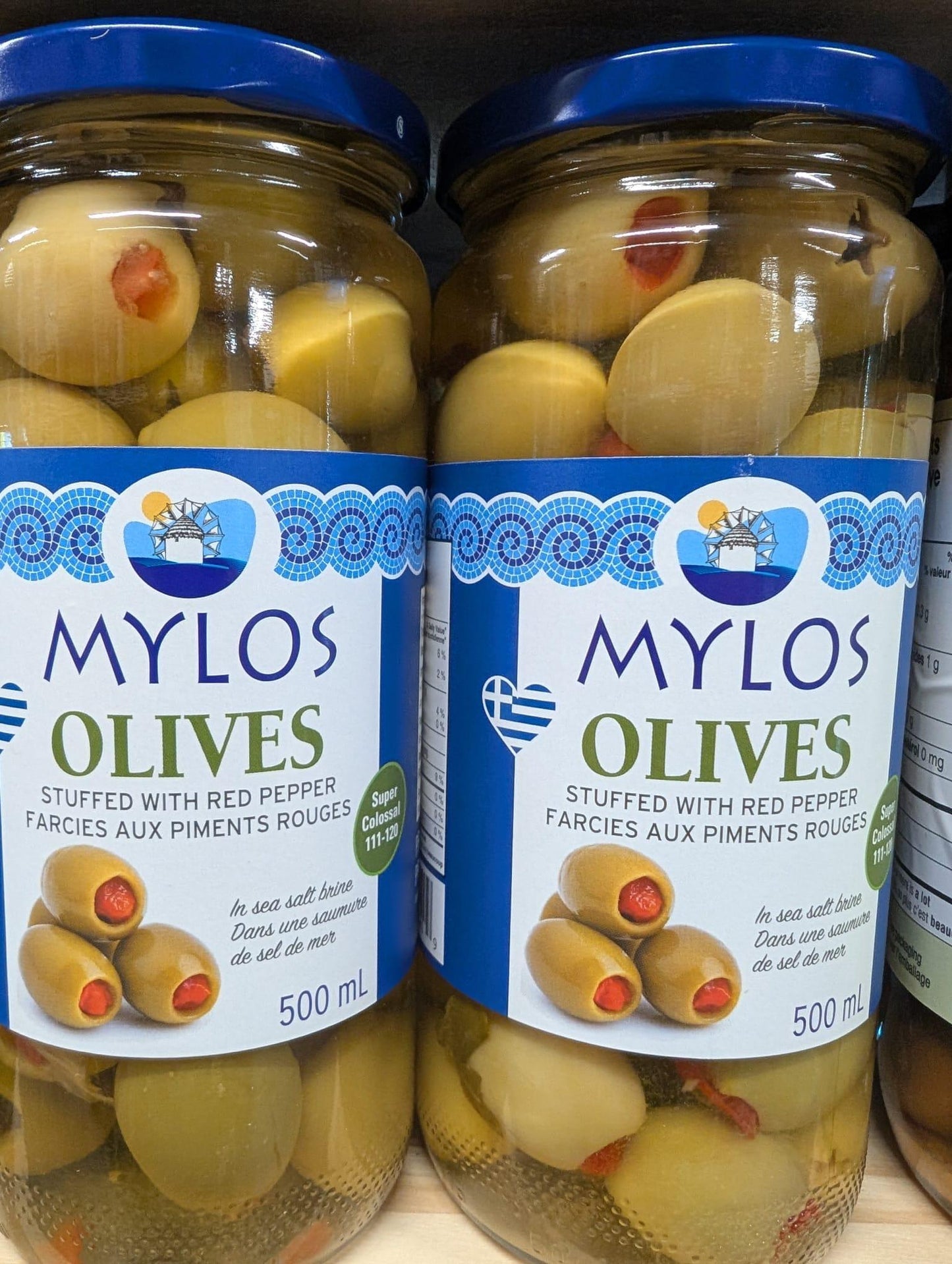 Mylos Green Olives stuffed with pepper paste 500ml