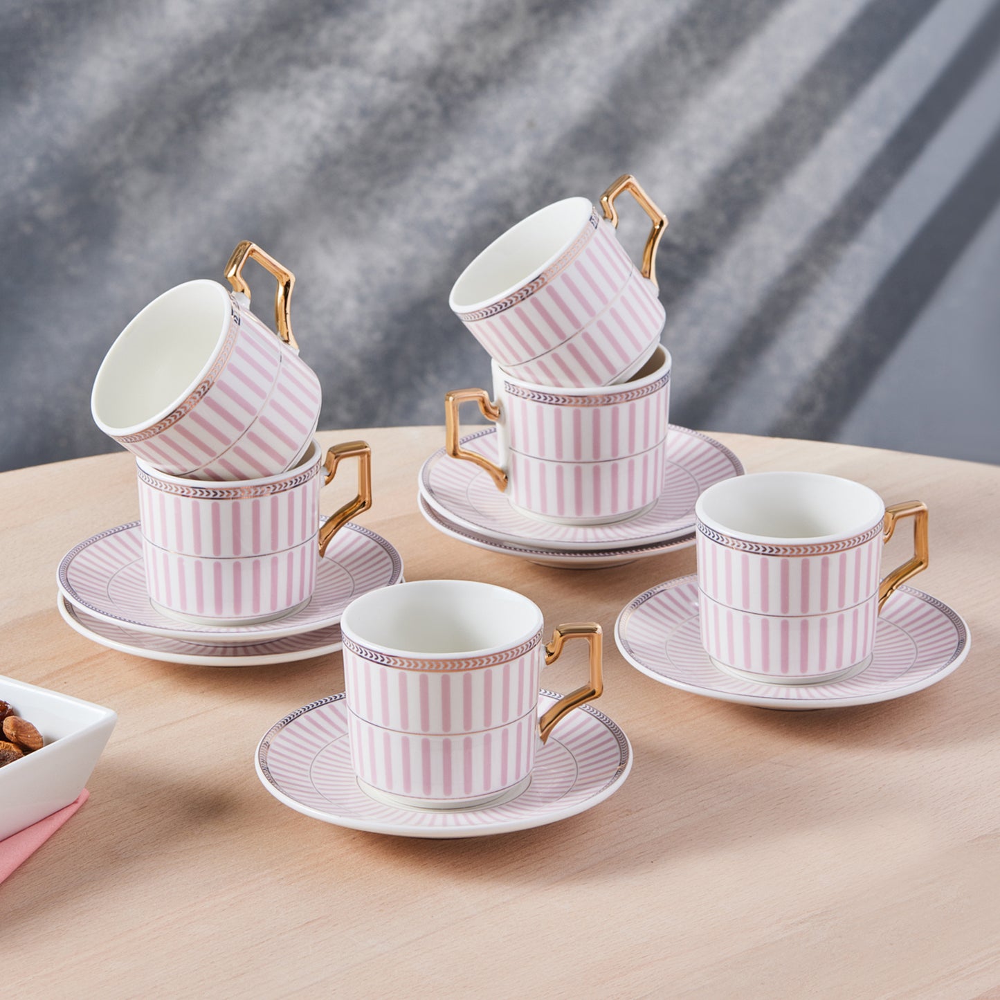 Karaca Jolly Thin Line Turkish Coffee Espresso Set for 6 people