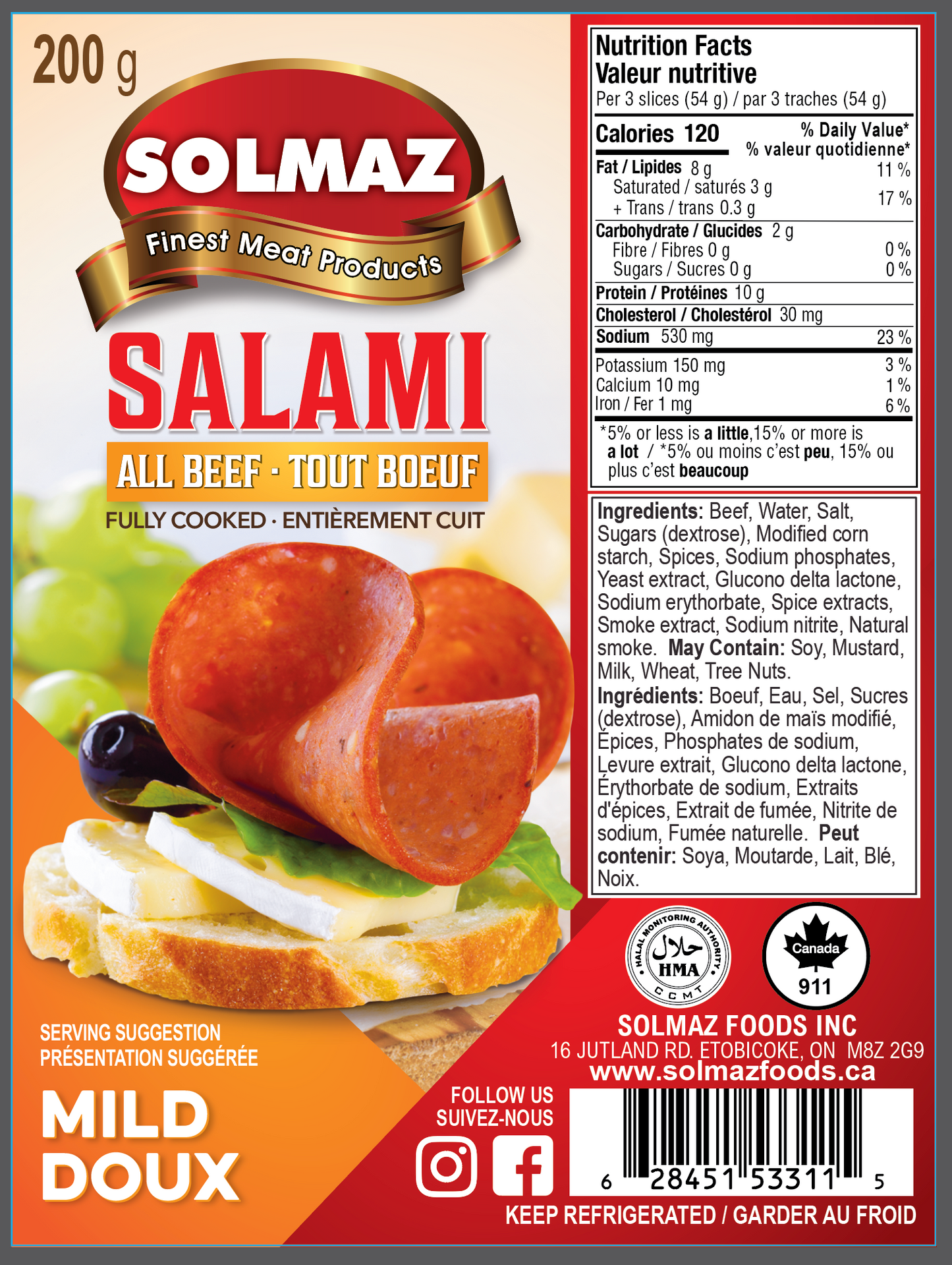 Solmaz Sliced Salami mild 200g