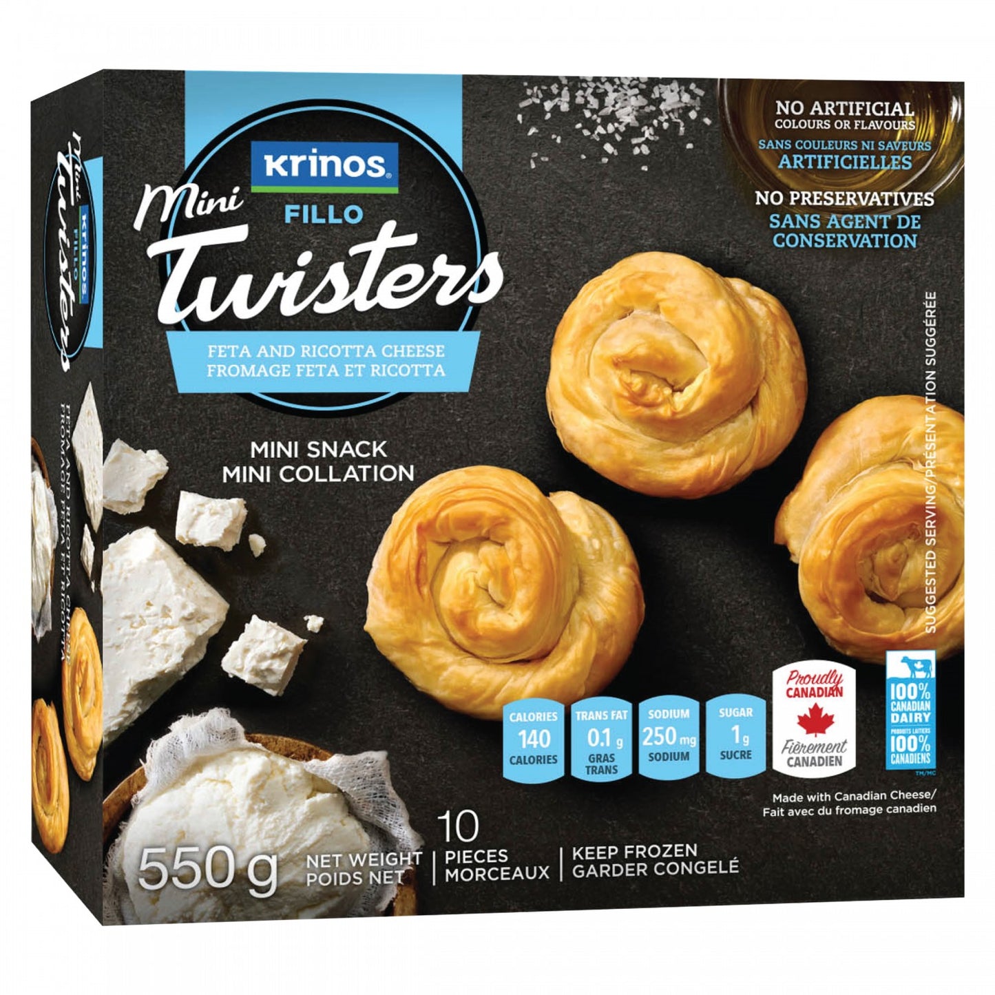 Krinos Mini Twisters Ricotta and Feta Cheese 10 pieces 550g