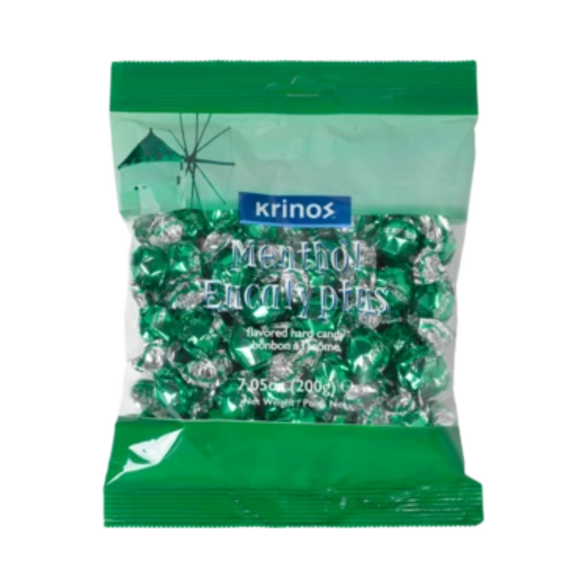 Krinos Menthol Eucalyptus flavoured hard candy 200g