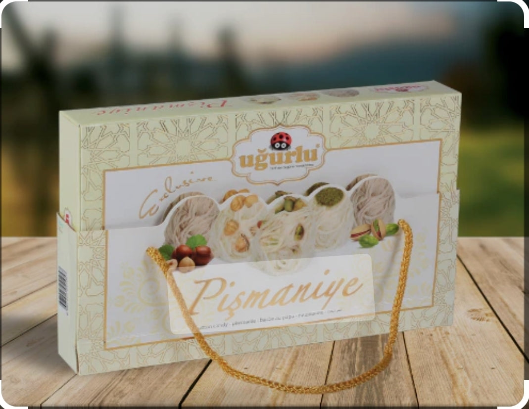Ugurlu Turkish Floss Halva Pismaniye Cotton Candy with pistachio and hazelnut 260g