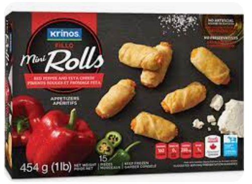 Krinos Mini Rolls Red Pepper and Feta Cheese 15 pieces 454g