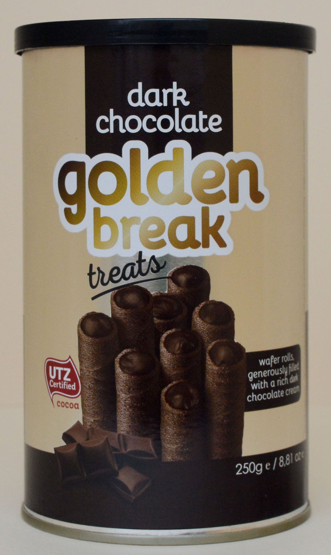 Golden Break Wafer Rolls with Dark Chocolate 250g