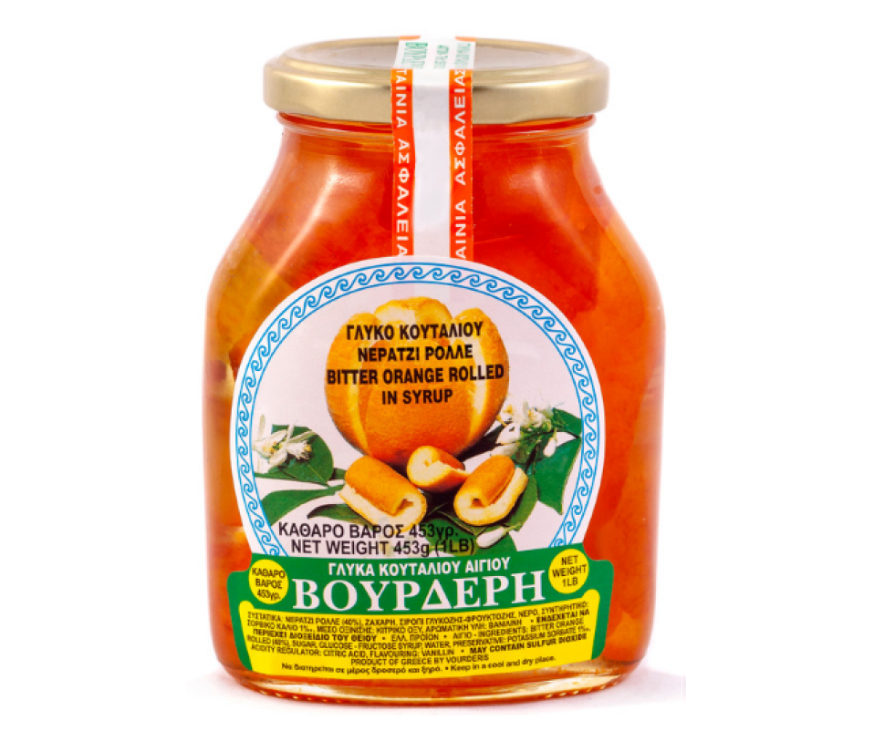 Vourderis Bitter Orange Rolled in syrup jam 454g
