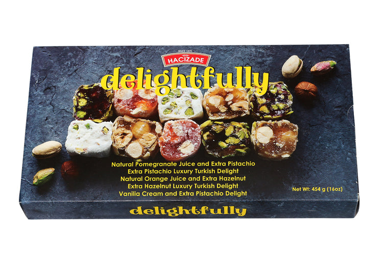 Hacizade Turkish Delight Delightfully Natural pomegranate juice and extra pistachio 454g