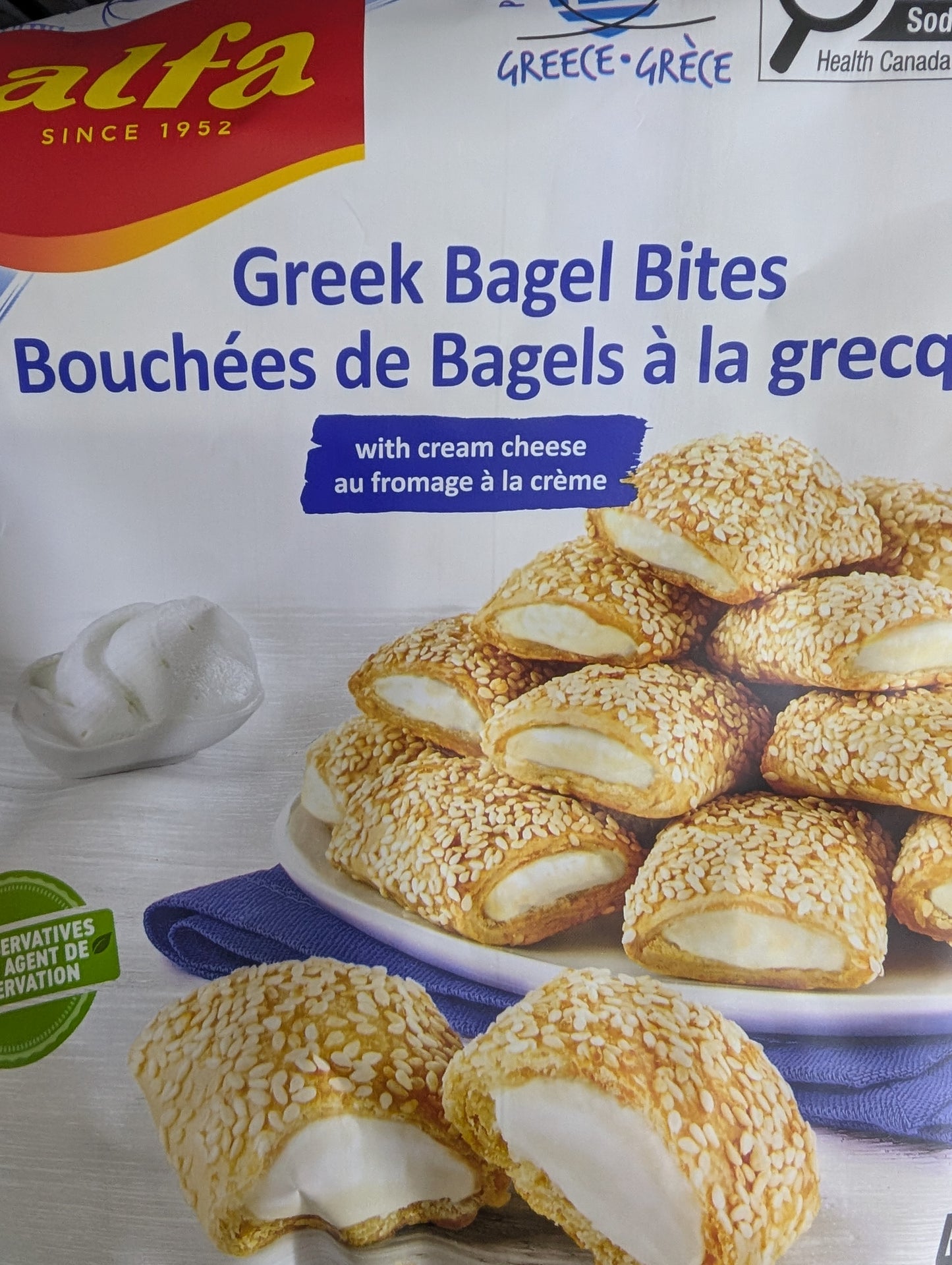 Alfa Greek Bagel Bites with cream cheese 450g