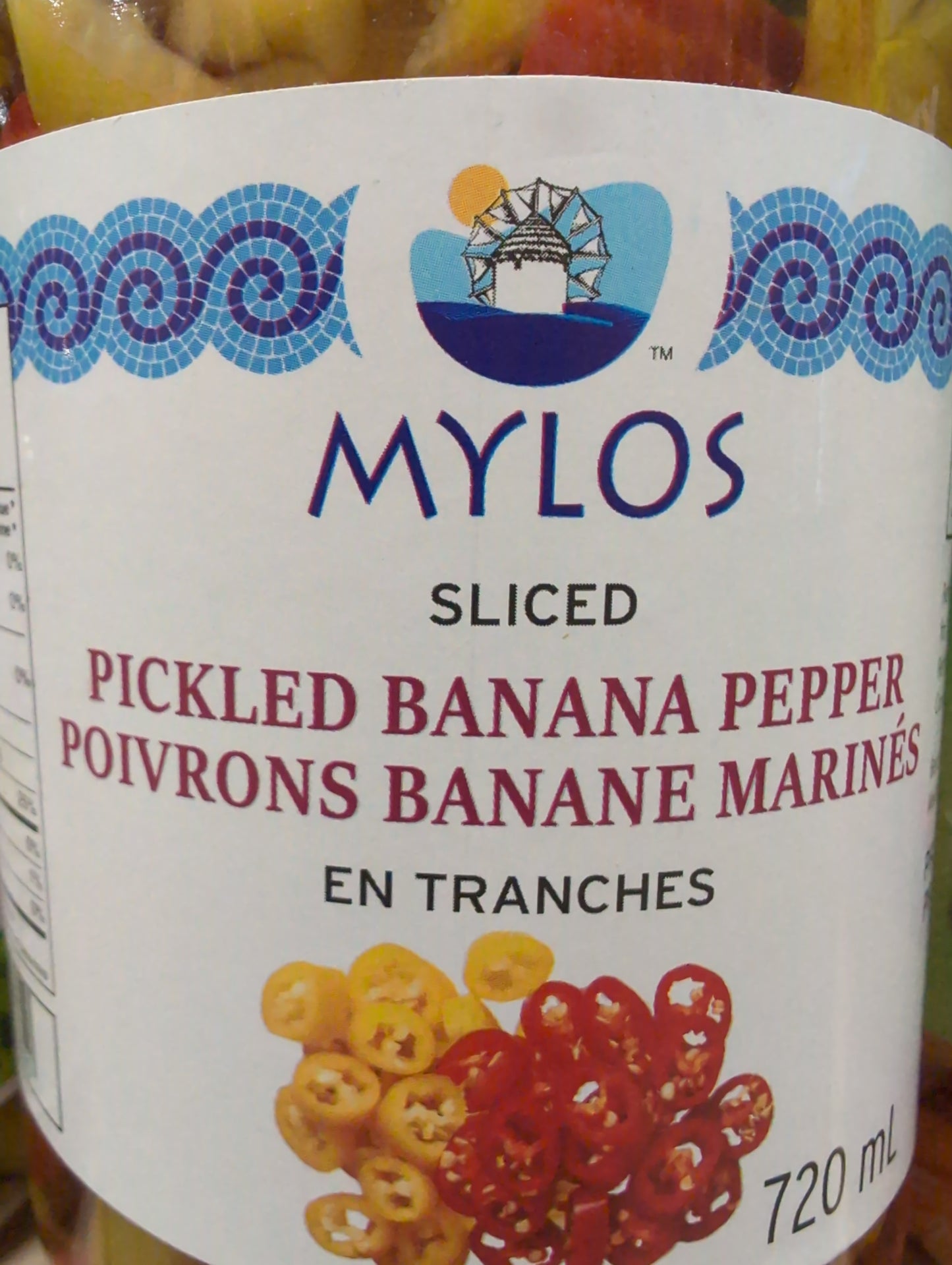 Mylos Sliced Pickled Banana Peppers 720ml
