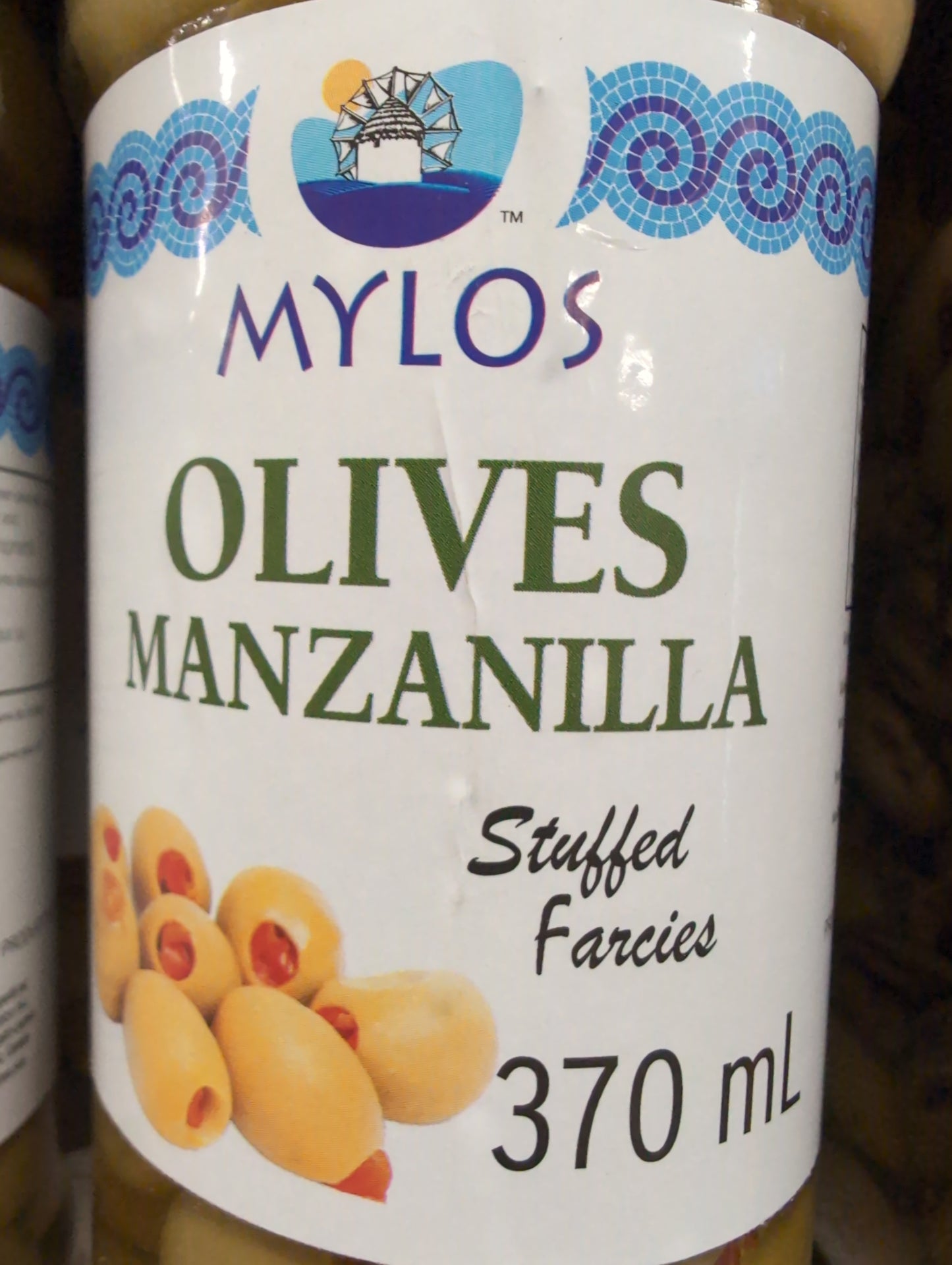 Mylos Manzanilla Green Olives stuffed with pepper 370ml