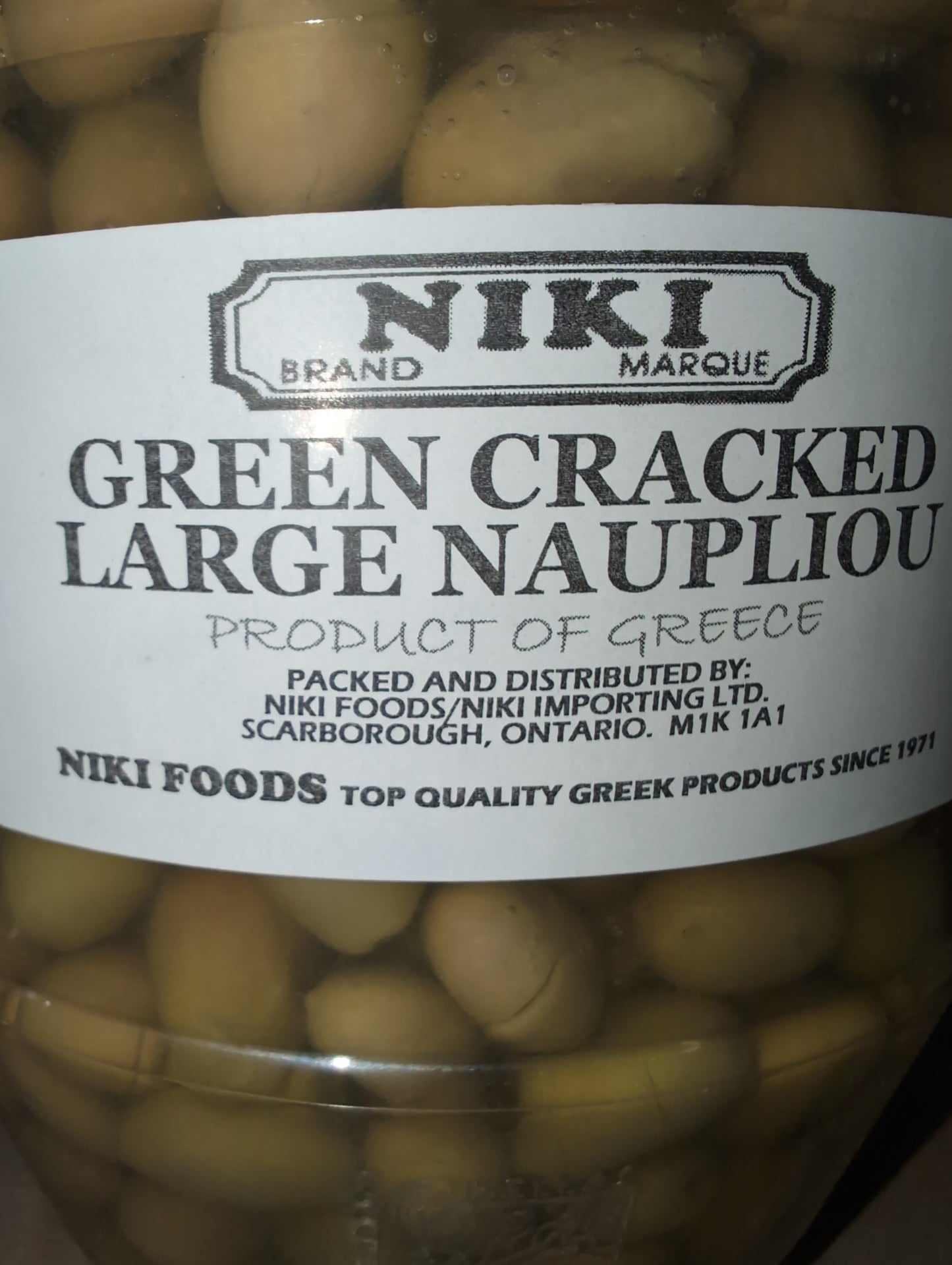 Niki Cracked Green Olives Large Naupliou 1kg