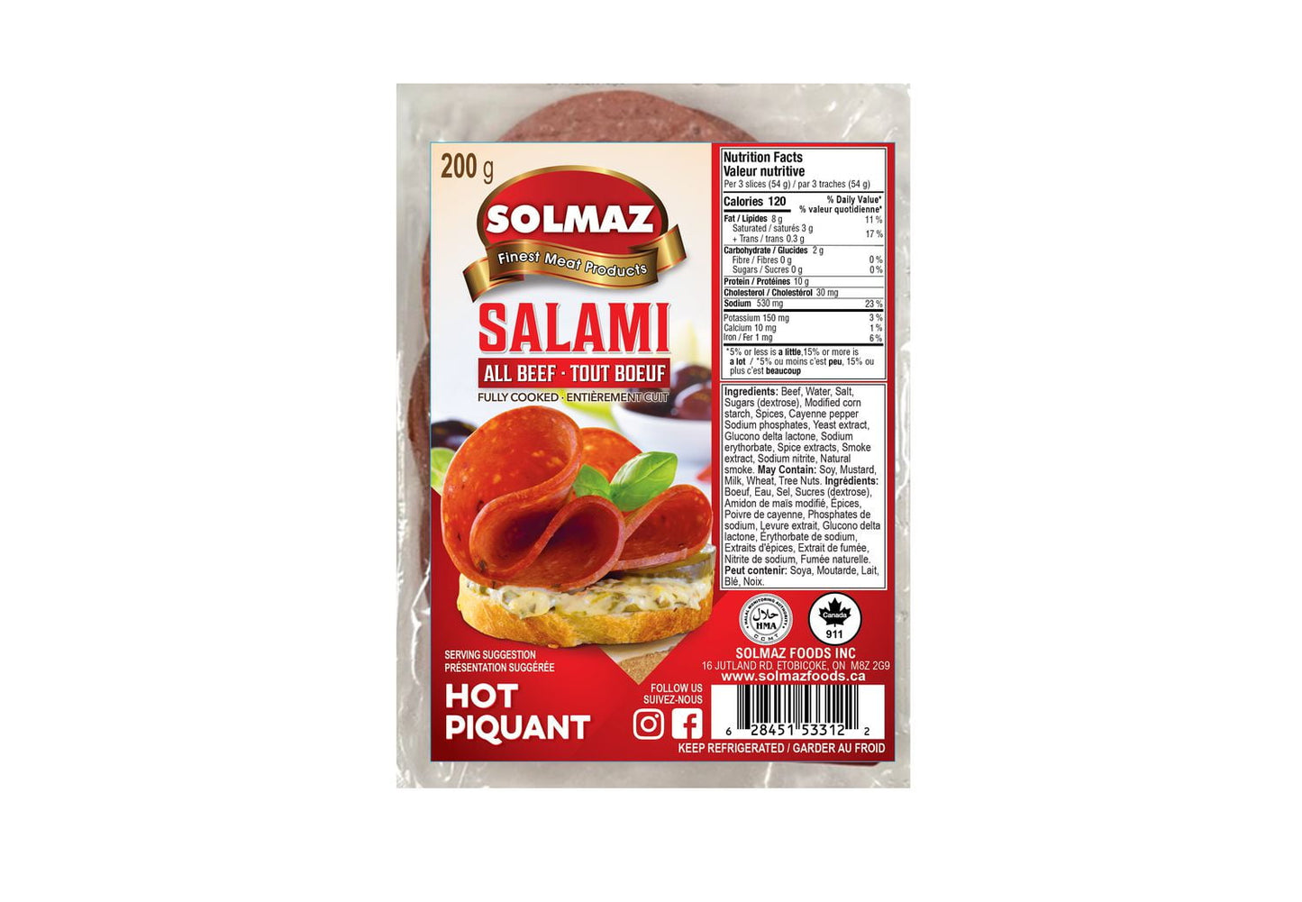 Solmaz Sliced Salami hot 200g