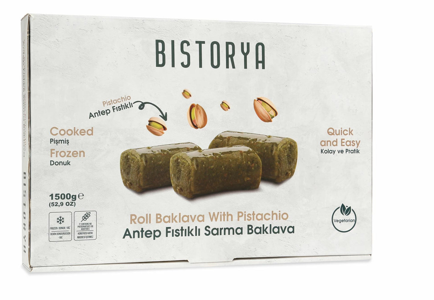 Bistorya Rolled Baklava with pistachio 454g