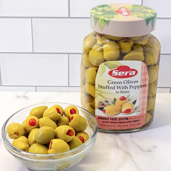 Sera Green Olives Stuffed with red peppers 720ml