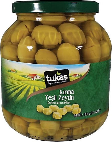 Tukas Cracked Green Olives 1000g