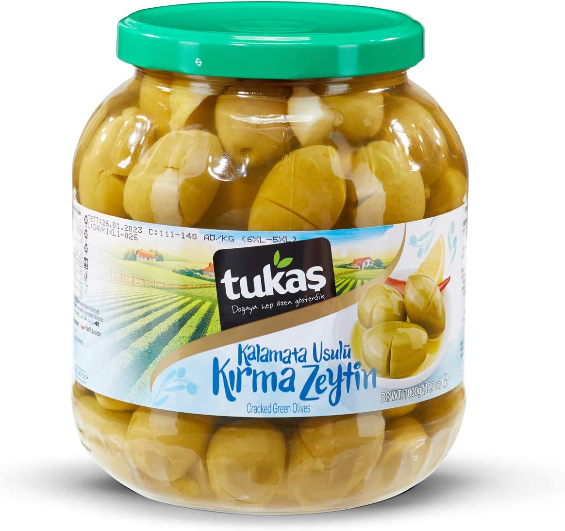 Tukas Cracked Green Kalamata Olives