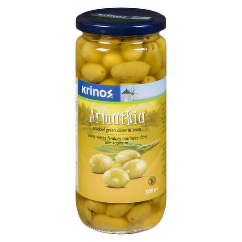 Krinos Armathia cracked Green Olives 500ml