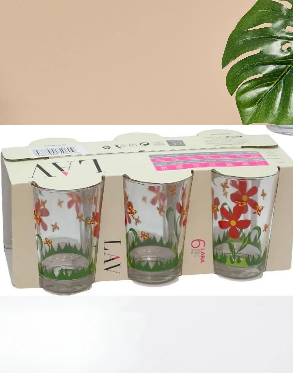 Lav Lara Flower printed glasses 6pieces