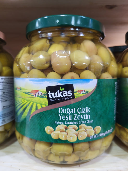 Tukas Natural Scratched Green Olives 1000g