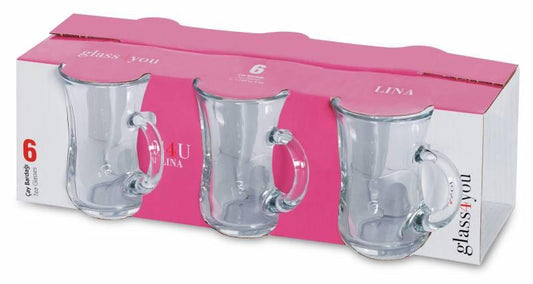 Pasabahce Tea Glasses with handle 6glasses