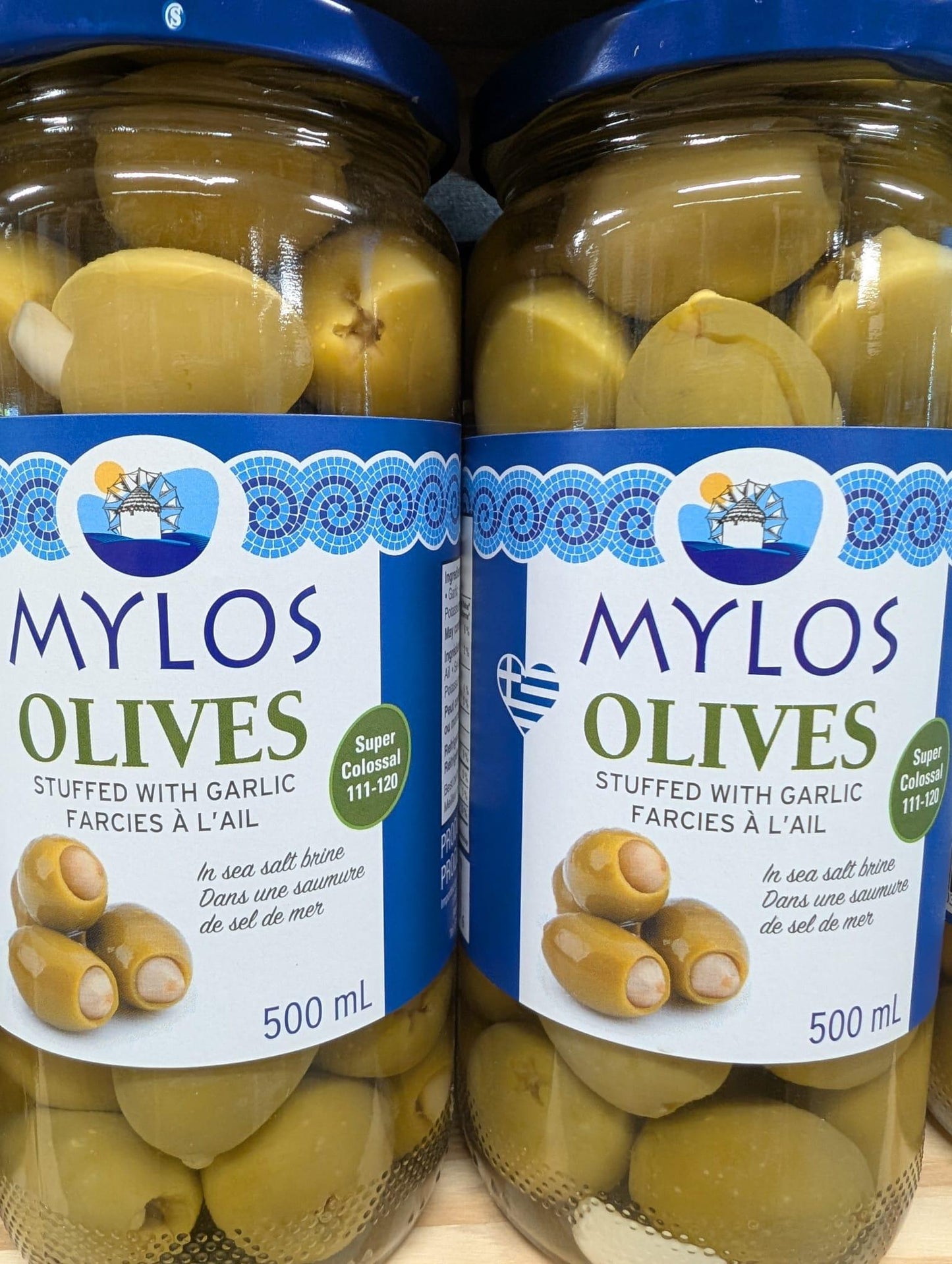 Mylos Green Olives stuffed with garlic 500ml