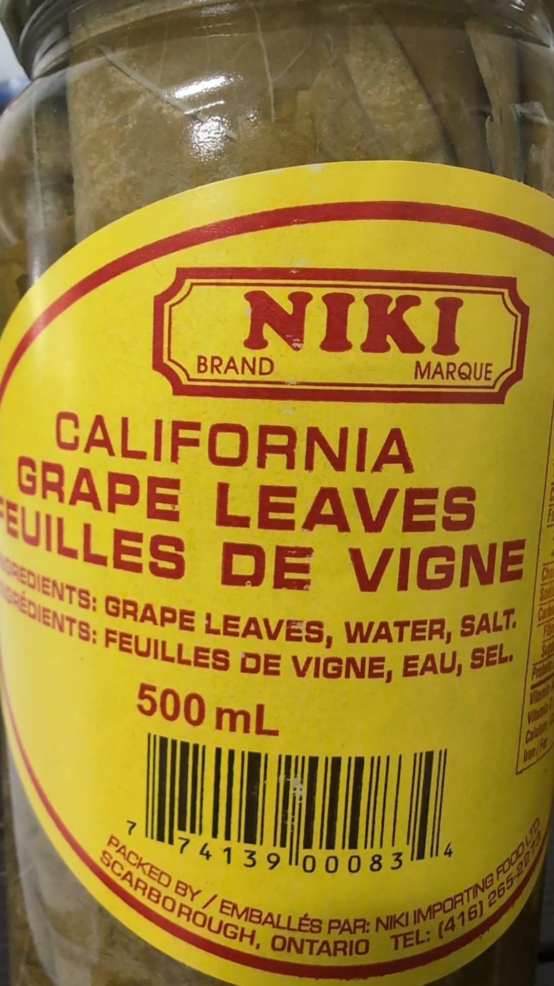 Niki California Grape Vine Leaves 500ml