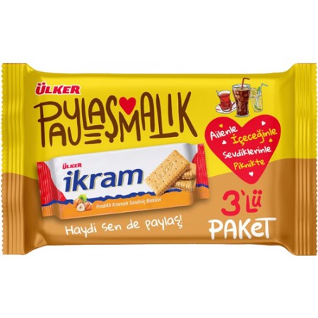 Ulker Ikram Sandwich Biscuits with hazelnut 3pack