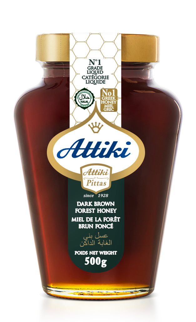 Attiki Greek Dark Brown Forest Liquid Honey 500g