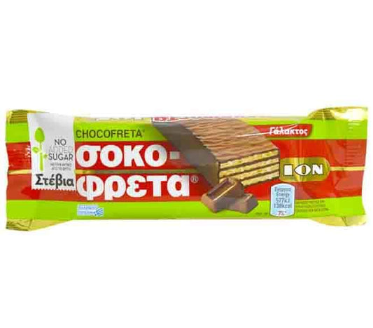 Ion Sokofreta milk chocolate Wafer stevia no sugar 30g