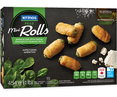 Krinos Mini Rolls Spinach and Feta Cheese 15 pieces 454g
