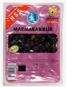 Marmarabirlik Vacuumed Natural Black Olives S 800g