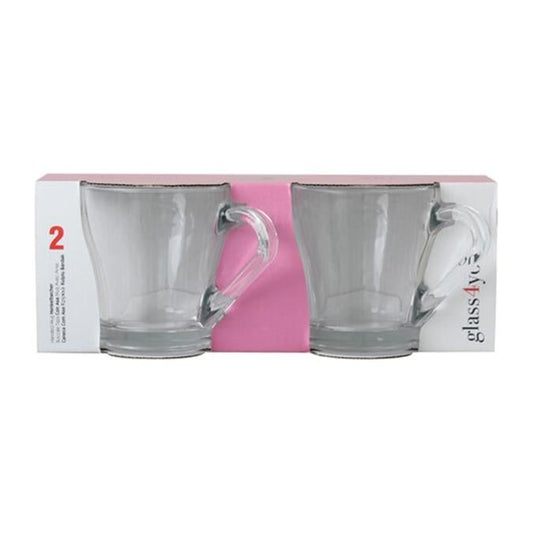 Pasabahce Aria Glass mugs with handle 2glasses