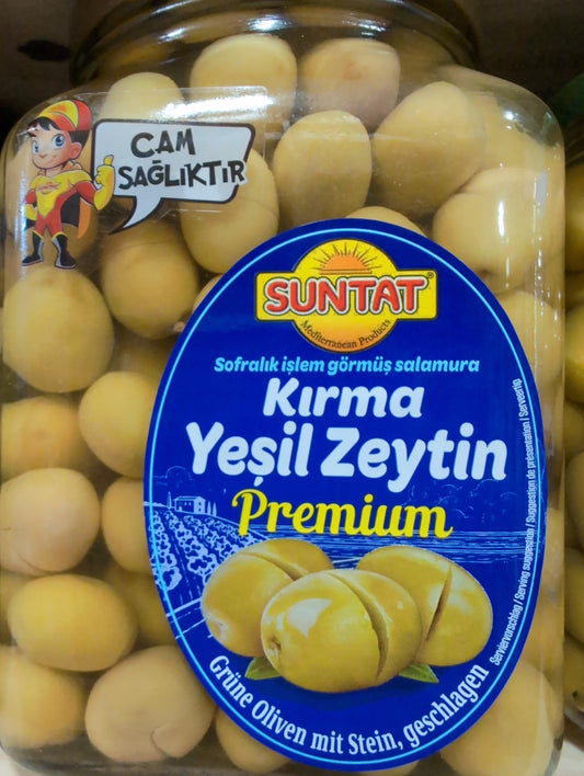 Suntat Cracked Green Olives 1500g