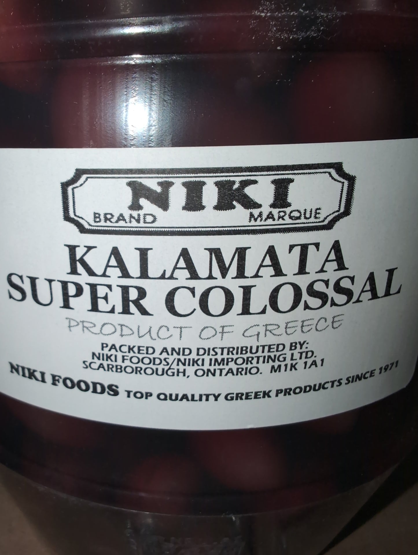 Niki Cracked Black Olives Kalamata Super Colossal 2kg