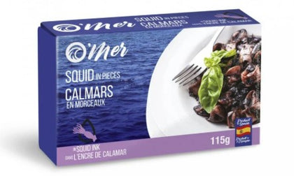 O'mer Squid in pieces in squid ink 115g