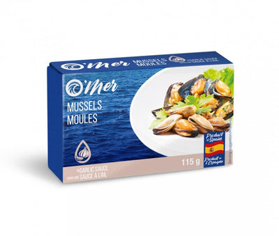 O'mer Mussels in garlic sauce 115g